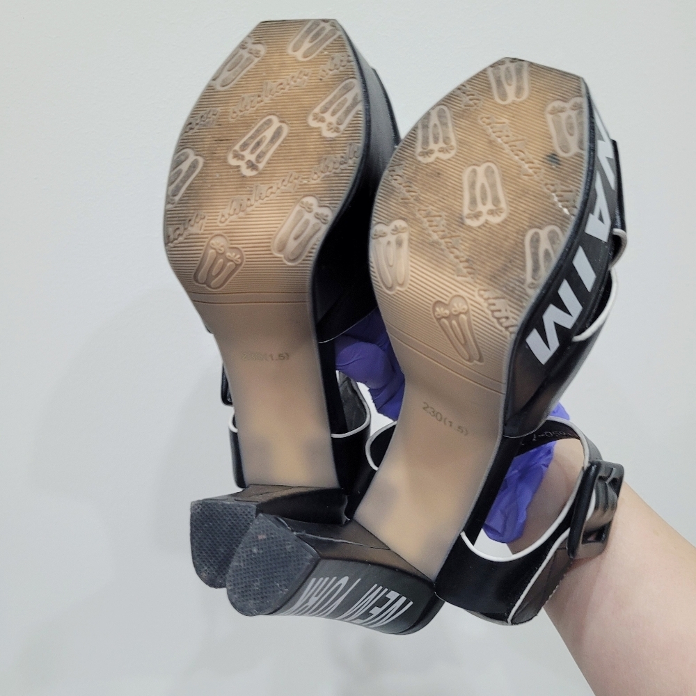 Vintage 90s Black & White Funky Style Heels Shoes US 6.5 - Picture 10 of 12